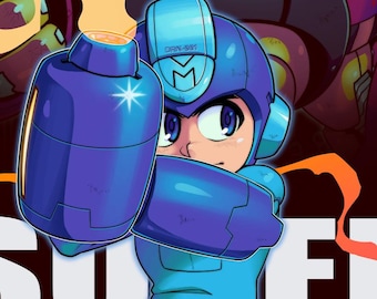 Super fighting robot - 16 x 20 Mega Man Art Print