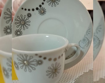 Platillo de taza de café gris blanco de porcelana china árabe