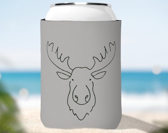 Can Cooler Sleeve: Moose Design - Neoprene, Slip-Resistant