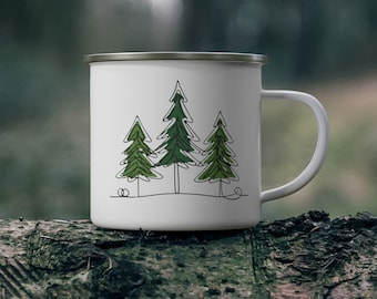 Pine Tree Camping Mug - Durable Stainless Steel, 12oz