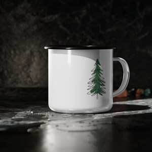 Emaille Camping Becher: Baum Design, 12oz Outdoor Kaffeetasse Bild 2