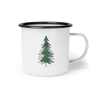 Emaille Camping Becher: Baum Design, 12oz Outdoor Kaffeetasse Bild 4