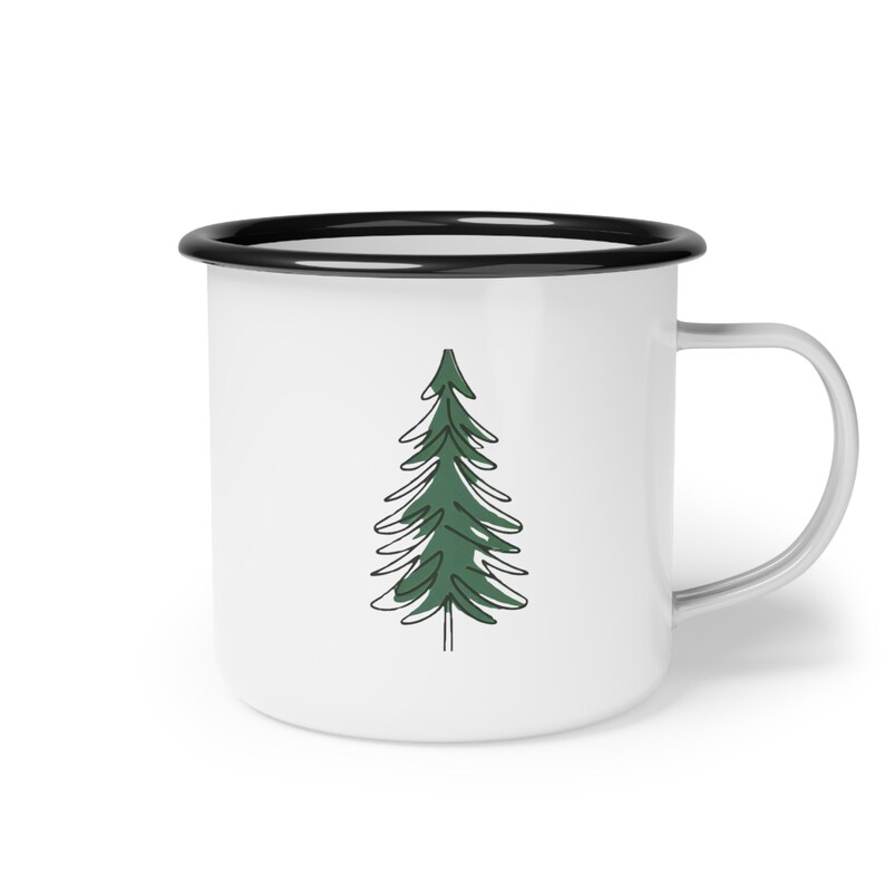 Emaille Camping Becher: Baum Design, 12oz Outdoor Kaffeetasse Bild 4