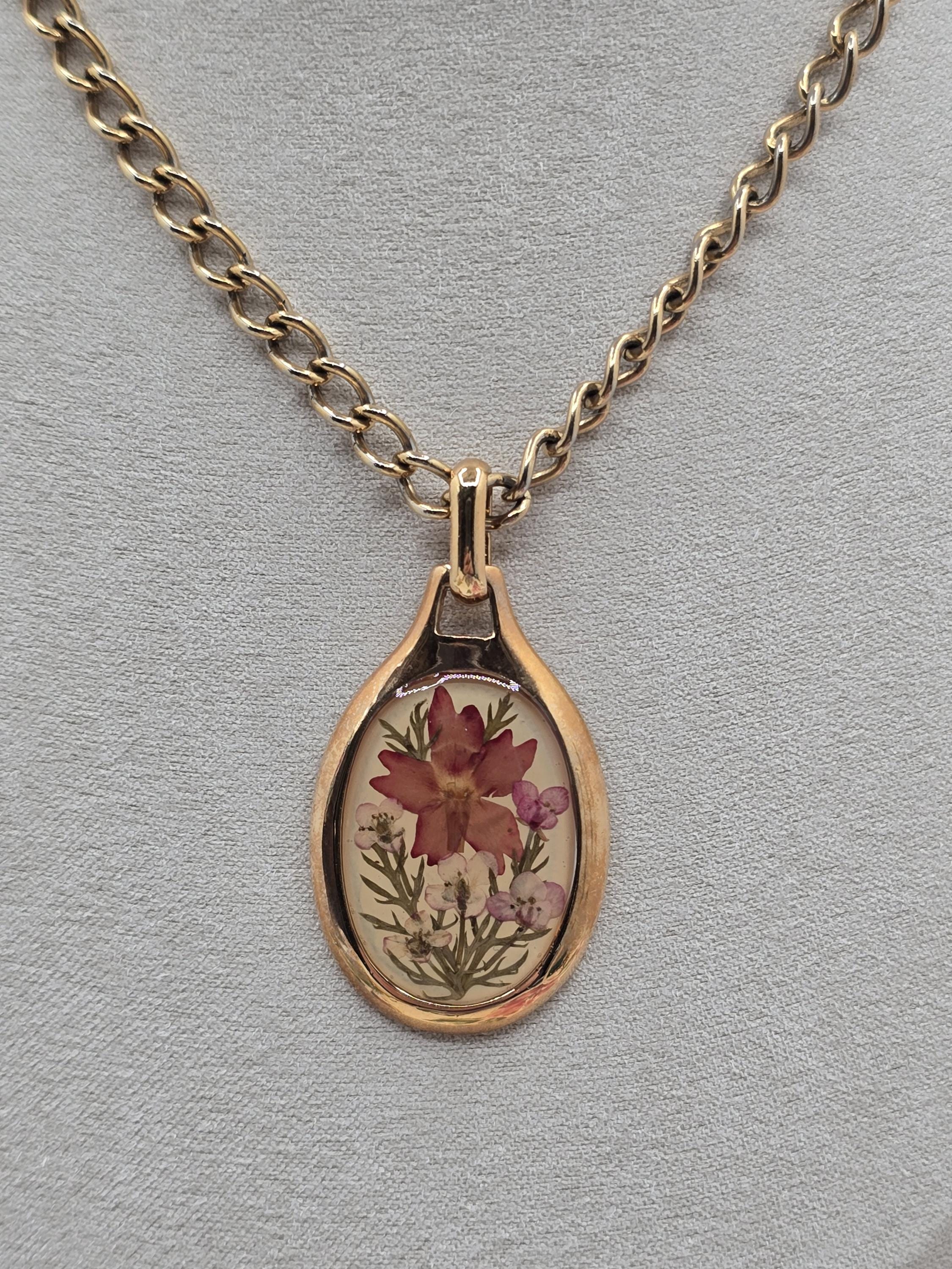 Collier Vintage Ajouré Fleuri Couleur Or - Style Rétro Années 70 - Occasion Bon état