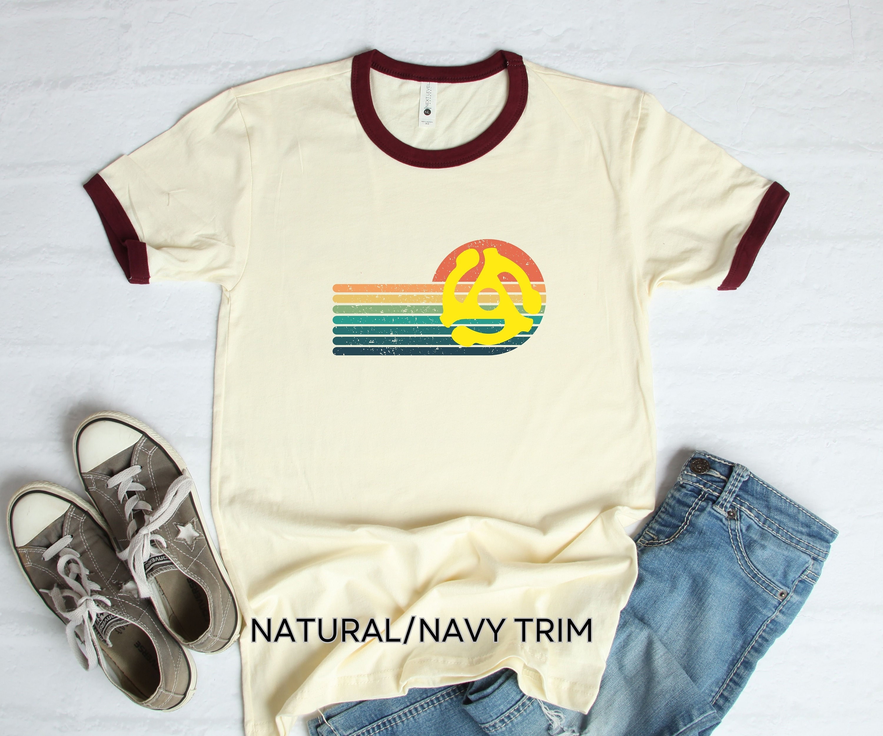 T-shirt Vintage Levi's Vintage Clothing (LVC) 1970s 'Ringer Tee' - Taille XS, Couleur Beige, Neuf Avec étiquette