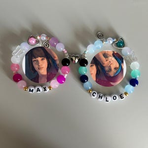Chloe Price and Max Caulfield (pricefield), Life Is Strange, inspired heart magnet handmade bracelet duo set