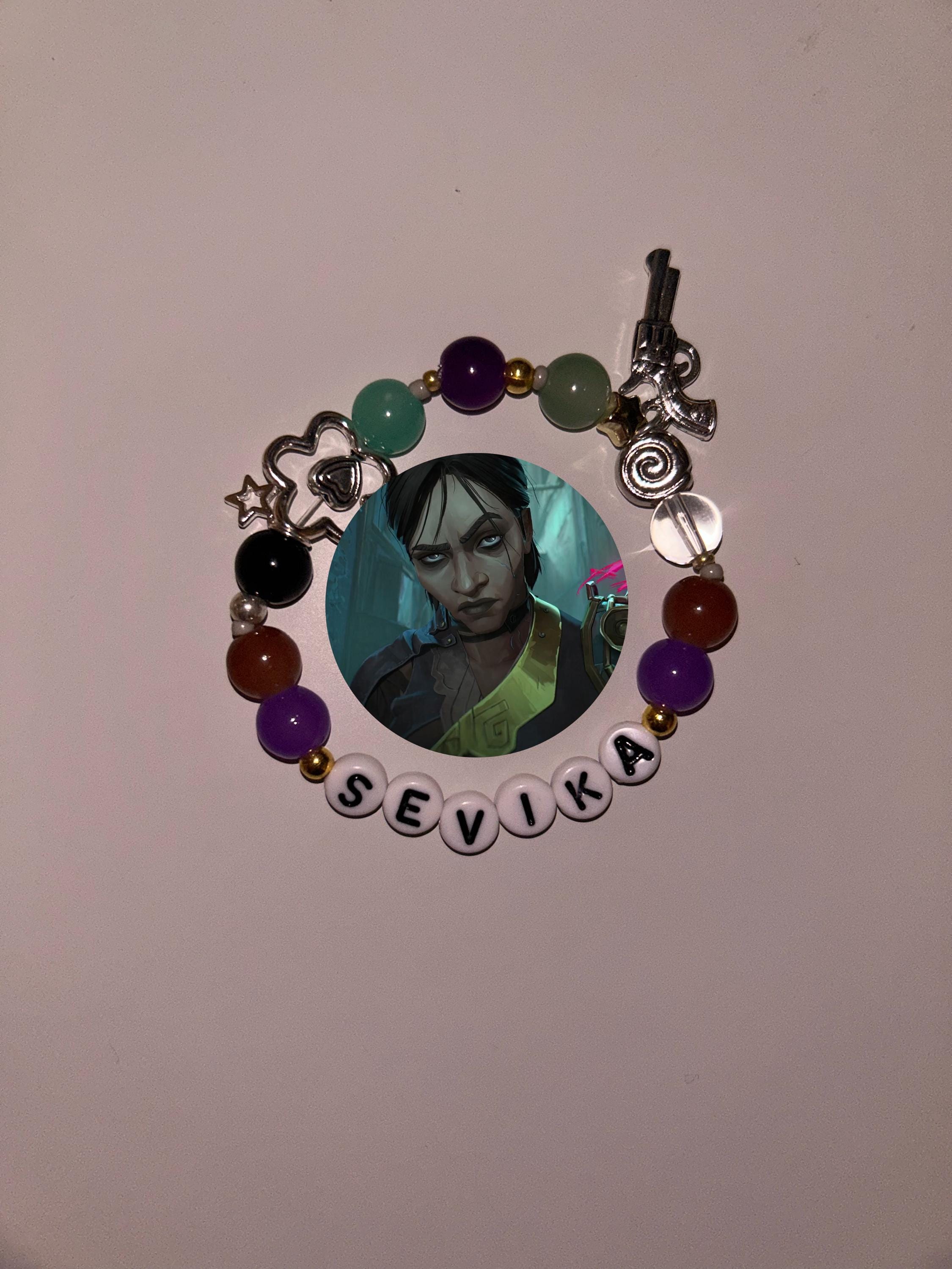 Sevika Arcane and League of Legends inspired charm, beaded bracelet