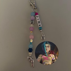 Jinx ‘Powder’, Arcane and League of Legends inspired handmade charm keychain/keycharm