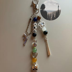TWD the walking dead inspired handmade beaded and charmed keychain/carabiner
