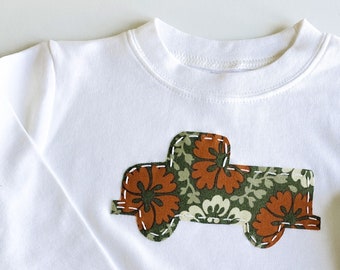 Truck Hand-Stitched T-shirt, Onesie, Romper, Sleeper, or Tank Top