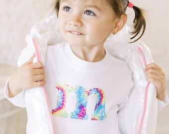 Pastel Tie-Dye Hand-stiched, Monogrammed T-shirt, Onesie, Romper, Sleeper, or Tank Top