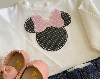 Minnie & Mickey Hand-stitched T-shirt, Onesie, Romper, Sleeper, or Tank Top