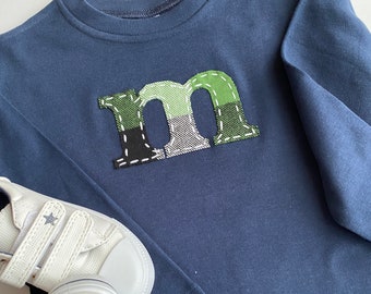 Navy/Green Plaid Print Hand-stitched, Monogrammed T-shirt, Onesie, Romper, Sleeper, or Tank Top