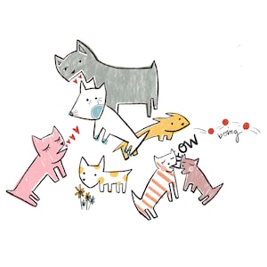 cats and dogs (art print of original illustration)