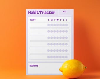 Habit Tracker Printable PDF – Pastel Minimalist Habit Tracker – Instant Download
