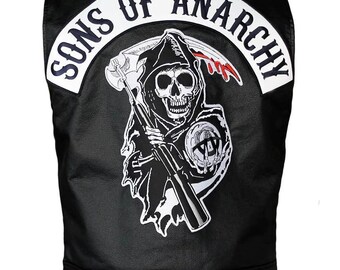 Mens Casual Sons of Anarchy Cosplay Costume Motorcycle Biker Halloween Genuine Leather Vest