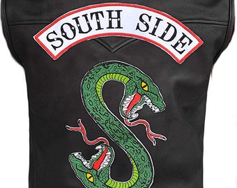 Mens South Side Serpent Cosplay Costume Motorcycle Biker Halloween Genuine Leather Vest