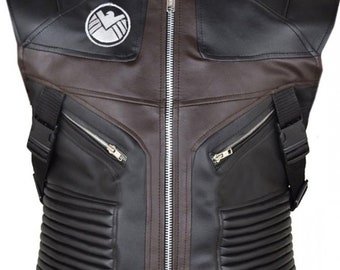 Mens Hawkeye The Avengers Fashionable Formal Motorcycle Biker Genuine Leather Vest