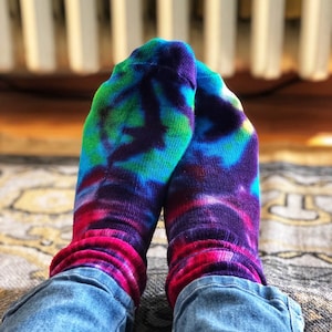 Rainbow Puddle Socks Tie Dye Socks Bamboo Super Soft image 1