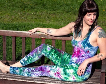 Tie Dye Catsuit - Hand Dyed Unitard - Dance Playsuit - Yoga One Piece