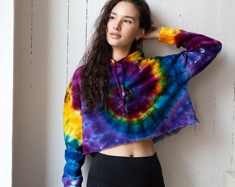 Camp Out Cropped Hoodie - Tie Dye Layering Piece