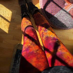 SALE! Fire Dance Tie Dye Legging - Red Yoga Pant - Fall Colors