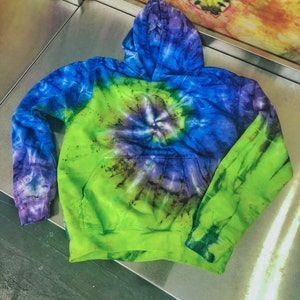 Lime Pop Hoodie Kids Tie Dyes Sweatshirt Youth Hand Dyed Pullover Cozy Cotton image 1