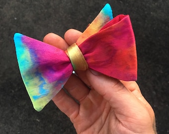 SALE! Silk Bow Tie - Jewel Tones - Tie Dye - Formal Apparel - Hand Dyed