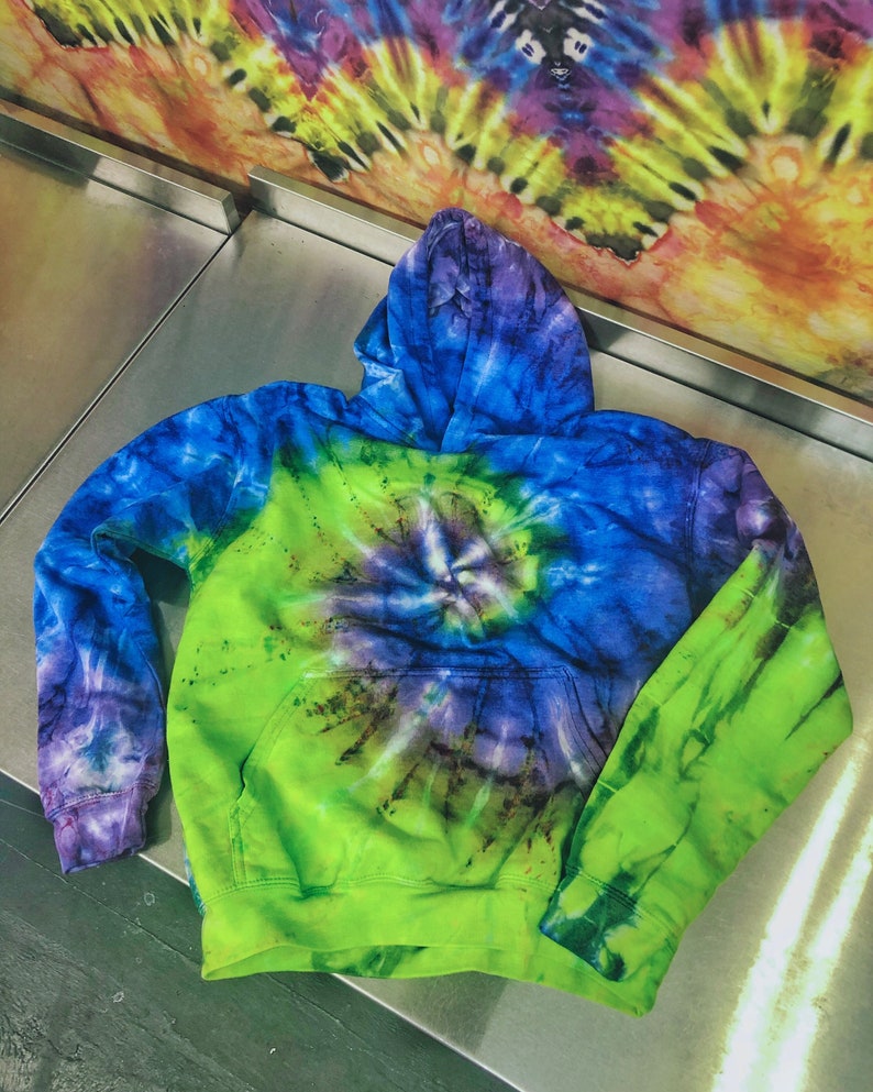 Lime Pop Hoodie Kids Tie Dyes Sweatshirt Youth Hand Dyed Pullover Cozy Cotton image 1