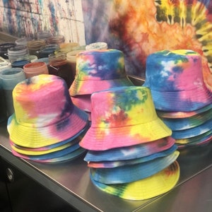 Tie Dye Bucket Hat Adult / Toddler Sizes Colorful Hand Dyed Sun Hat image 1