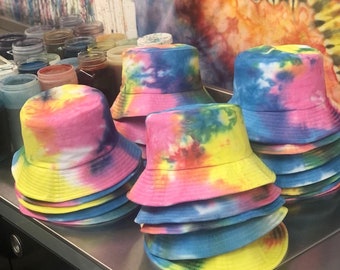 Tie Dye Bucket Hat - Adult / Toddler Sizes - Colorful Hand Dyed - Sun Hat