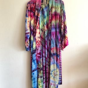 Abalone Sunrise Kimono Tie Dye Robe Hand Dyed Rayon Cover Up image 2