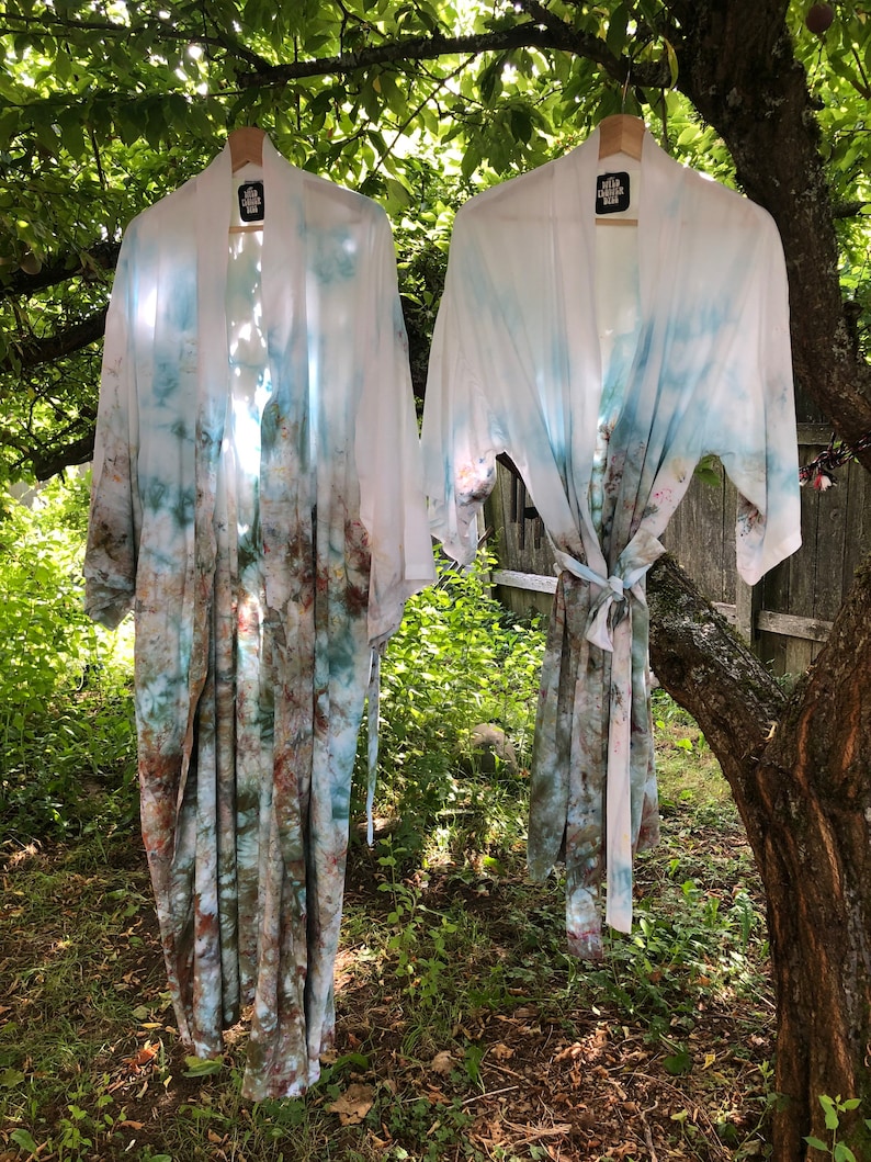 Pebble Beach Kimono Tie Dye Robe Hand Dyed Rayon Cover Up image 2