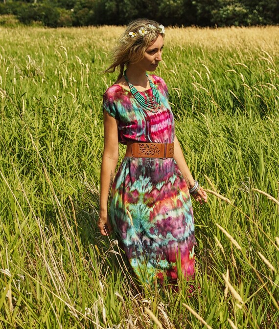 Festival Muumuu Dress Tie Dye Bohemian 