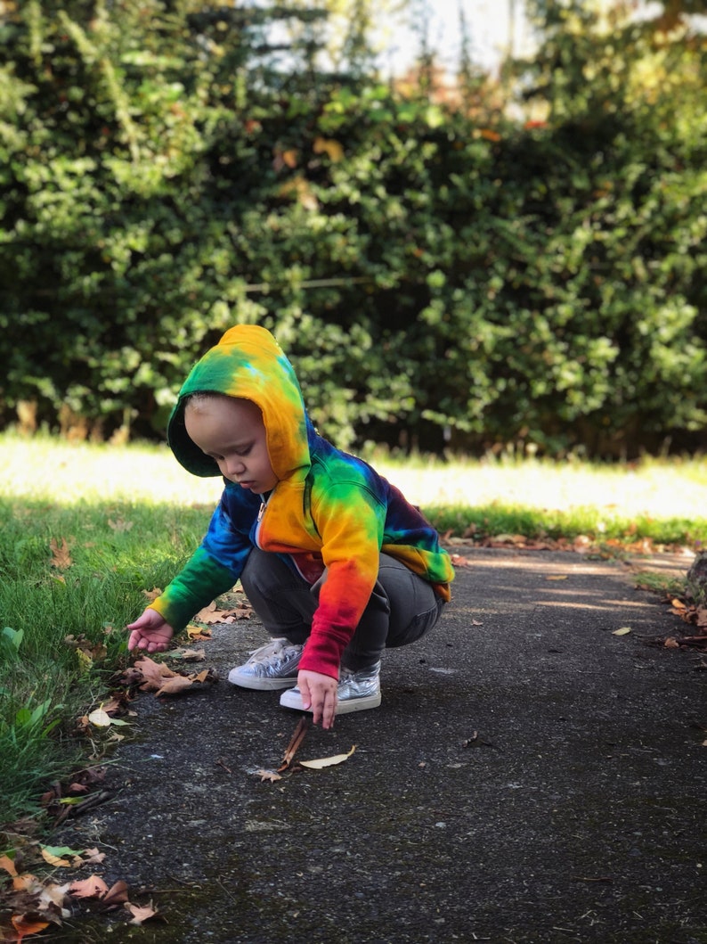 Tie Dye Zip Hoodie Rainbow Sweatshirt Children's Tye Dye Sweater image 4