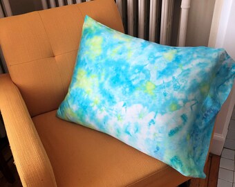 Tie Dye Shibori Warm golden tones with Teal Blue Self Care DIY Spa Mother/'s Day Silk Pillowcase