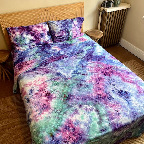 Lilac & Friends - Tie Dye Duvet Cover Set Or Sheet Set - Hand Dyed Bedding - Bohemian Bedroom