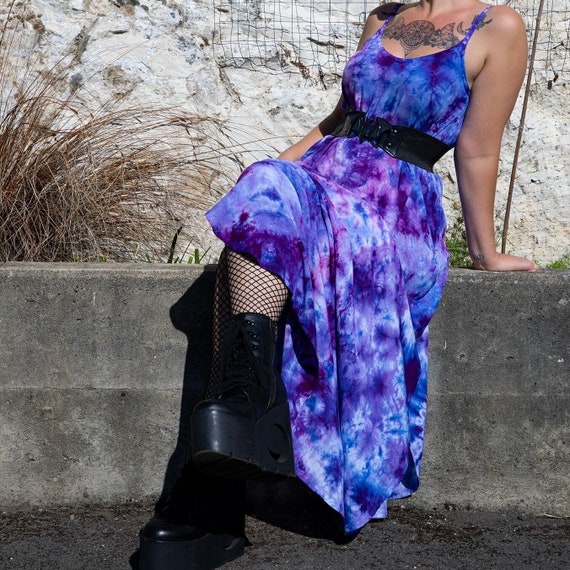 Tie Dye Amethyst Slip Dress - Goth Spaghetti Strap - Purple Witchy Dress -  Etsy