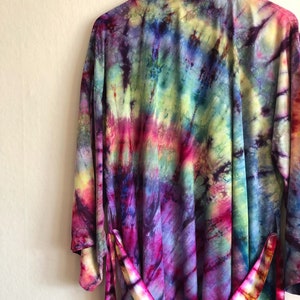 Abalone Sunrise Kimono Tie Dye Robe Hand Dyed Rayon Cover Up image 3