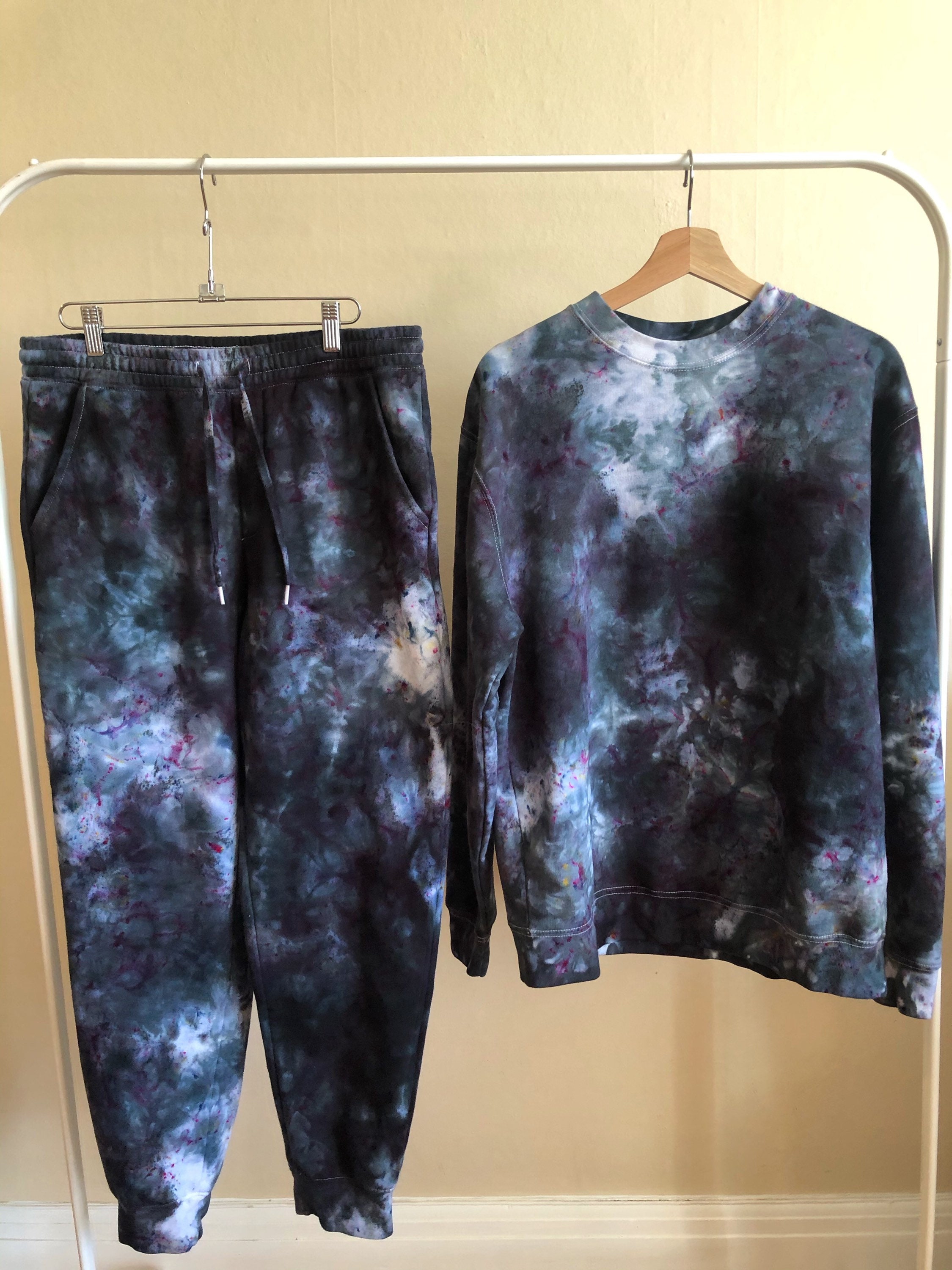 Storm Tie Dye Tracksuit Hand Dyed Goth Sweatsuit Grunge | Etsy