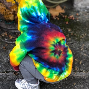 Tie Dye Zip Hoodie Rainbow Sweatshirt Children's Tye Dye Sweater image 3