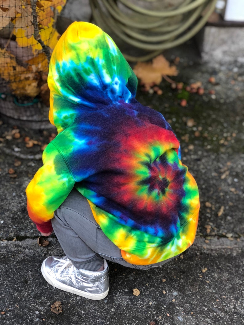 Tie Dye Zip Hoodie Rainbow Sweatshirt Children's Tye Dye Sweater image 3