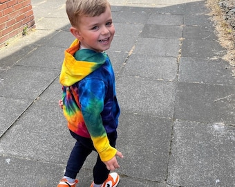 Tie Dye Zip Hoodie - Rainbow Sweatshirt - Children's  Tye Dye Sweater