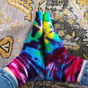 Rainbow Puddle Socks Tie Dye Socks Bamboo Super Soft image 2