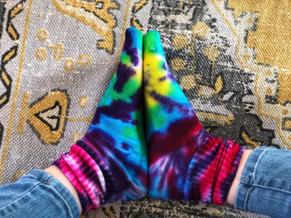 Purple/Yellow Plant Lover Socks / Ankle Socks / Size 6-9 - Green
