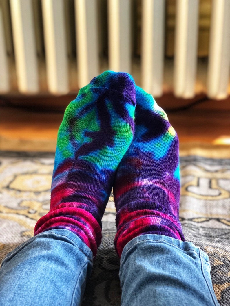 Rainbow Puddle Socks Tie Dye Socks Bamboo Super Soft image 1