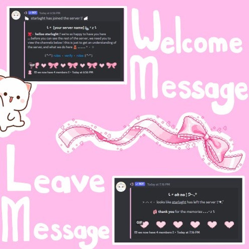 Pink and Kawaii Discord Server Fully Coded Includes Template, Mimu