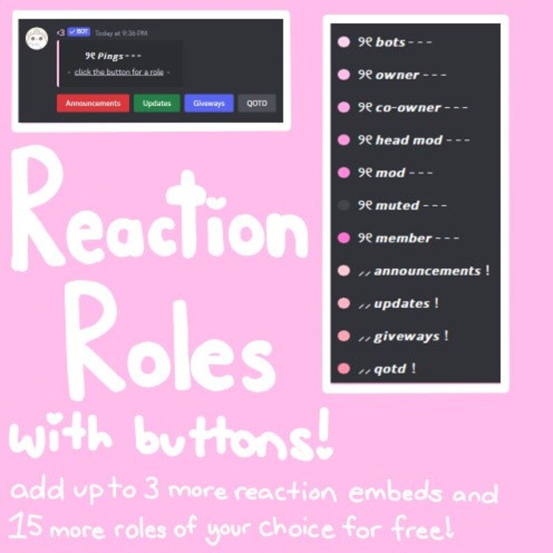 Pink and Kawaii Discord Server Fully Coded Includes Template, Mimu