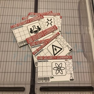 JPG: Chemistry/Science Party Security Clearance Guest Badges - Laboratory Science Mad Scientist Lab