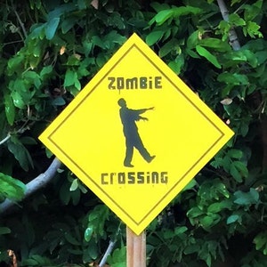 PDF: Zombie Crossing Sign - Halloween Crossing Sign Party Warning Caution Zone Undead Silhouette Walking Dead
